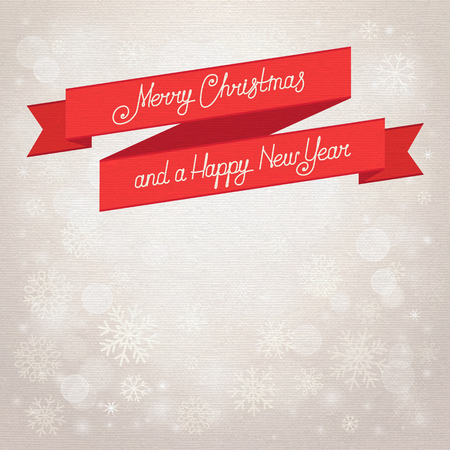 Postcard Merry Christmas. beige background with snowflakes. vector illustrationのイラスト素材