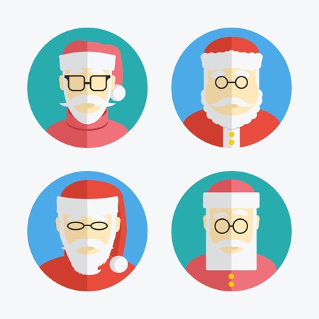 Santa Claus avatar. Flat icons collection. vector illustrationのイラスト素材