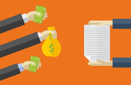 Vector icons in flat style. purchase of securities. Various payment methods.のイラスト素材