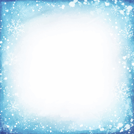 Frame of snowflakes on a watercolor background.のイラスト素材