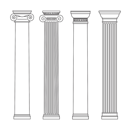 isolated set of columns. black and white line drawing. Vector illustrationのイラスト素材