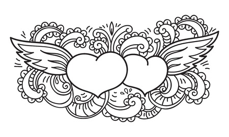 Doodle on Valentine\'s Day. Isolated template. Vector illustrationのイラスト素材