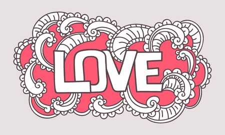 Doodle on Valentine\'s Day. template. Vectorのイラスト素材