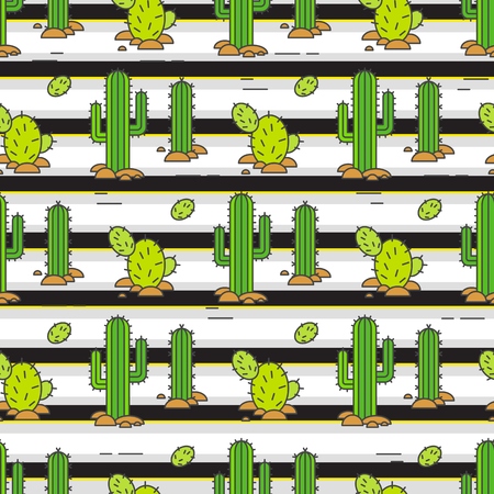 Seamless pattern Cacti in the desert. Vector illustrationのイラスト素材