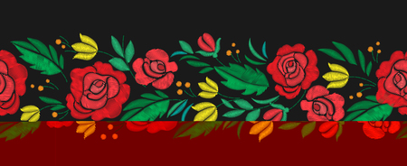 Vintage flower seamless border embroidery. Elements of clothing design.のイラスト素材