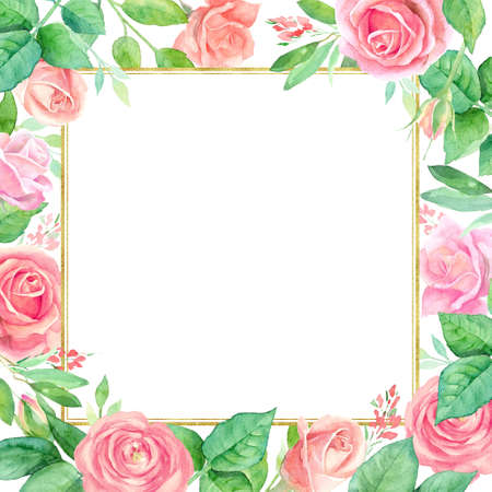 Watercolor bouquet of flowers. Hand painted floral composition isolated on white background. Vintage styleの写真素材