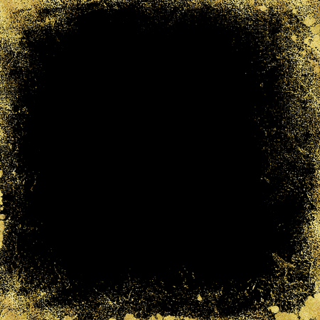Black background with gold scuffs and spots. Template for greeting cards, logos, posters, blogs, website. abstract illustrationの写真素材