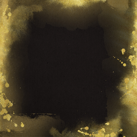 Black background with gold scuffs and spots. Template for greeting cards, logos, posters, blogs, websiteの写真素材