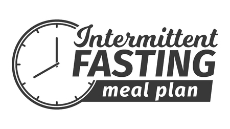 Logo of Intermittent fasting meal plan. Clock face symbolizing the principle of Intermittent fasting. Vector illustration. Infographicのイラスト素材