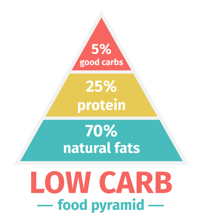 The Low Carb Diet Food Pyramid. Vector illustration. Infographicのイラスト素材