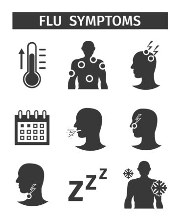 Vector icons set without description. Flu Symptoms, Influenzaのイラスト素材