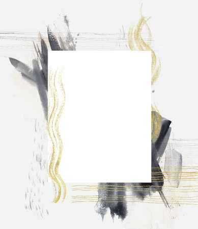 Abstract modern Gray watercolor frame. Expressive Design. Minimalistic illustration.の写真素材