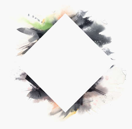 Abstract modern Gray watercolor frame. Expressive Design. Minimalistic illustration.の写真素材