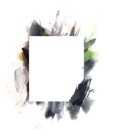 Abstract modern Gray watercolor frame. Expressive Design. Minimalistic illustration.の写真素材