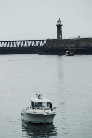 port in Whitby, UKの写真素材