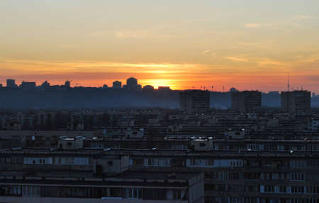 sunset in the cityの写真素材