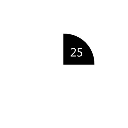 Twenty five percentage circle icon, 25 percent