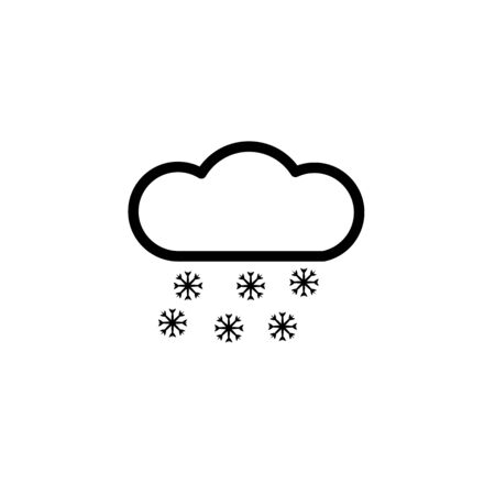 Snow weather forecast line icon. Clouds with snowflake sign. Cloudy sky symbol. Quality design element. Linear style snow weather icon. Editable stroke. Vectorのイラスト素材