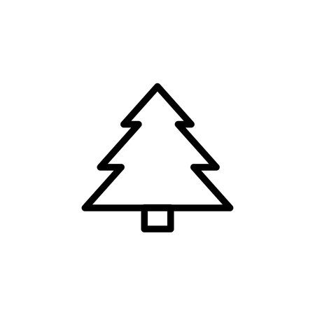 Fir-tree black icon, silhouette and vector . Flat isolated element. Nature sign and symbol. Christmas tree, happy new year 2017のイラスト素材