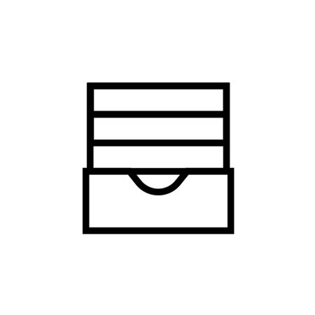 Drawer chest. Vector flat outline icon illustration isolated on white background.のイラスト素材