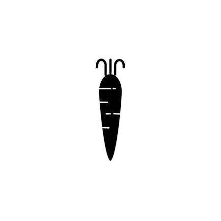 Cartoon Carrot Vegetable in black silhouette vector iconのイラスト素材