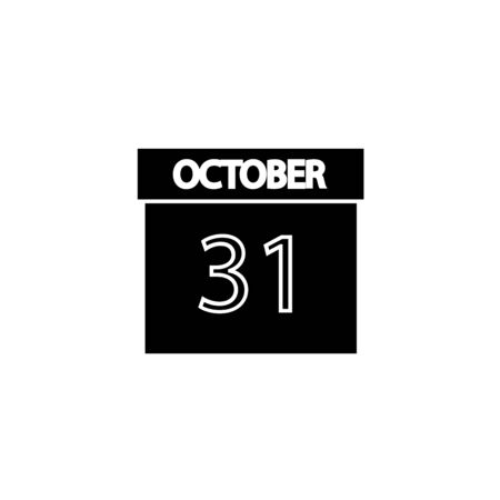 Calendar with date of 31st October vector icon. Solid black Halloween symbol.のイラスト素材