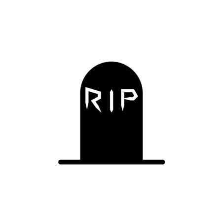 Black Tombstone with RIP written on it icon isolated on white background. Grave icon. Vector Illustrationのイラスト素材