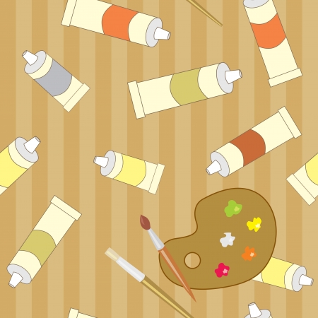 seamless pattern with artistic objects on brown backgroundのイラスト素材