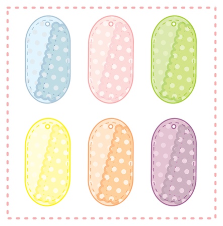 collection of cute oval tagsのイラスト素材