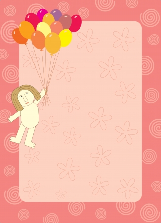 balloon flying man frameのイラスト素材