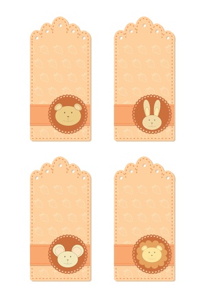 tags collection with little animalsのイラスト素材