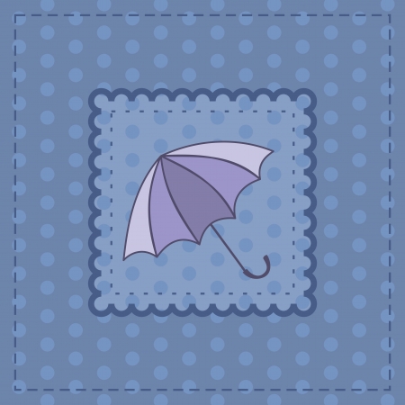 greeting card with violet umbrellaのイラスト素材