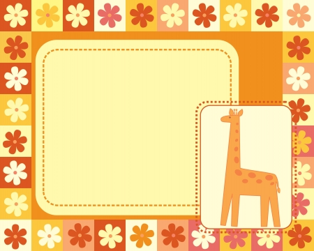 horizontal frame  with giraffeのイラスト素材