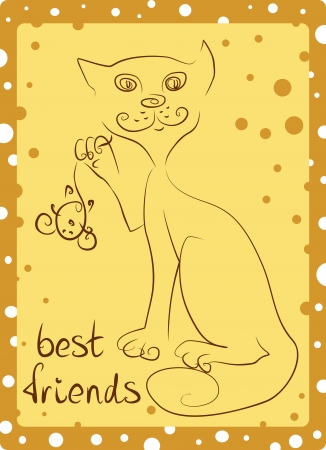 clever cat caught the mouseのイラスト素材