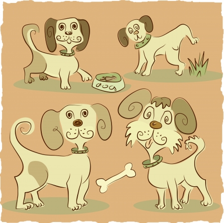 four little funny dogのイラスト素材
