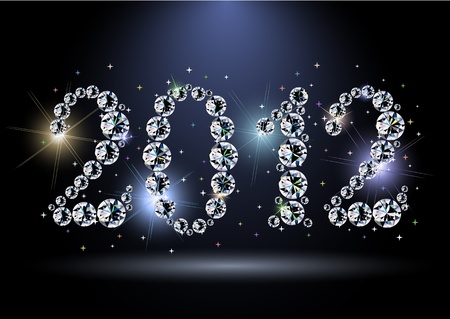 2012 year diamond digits with sparklesのイラスト素材