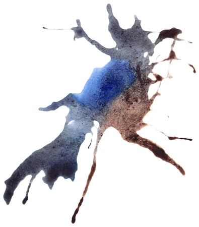 Beautiful traced vector watercolor splatter. Stain of blue and brown paint.のイラスト素材