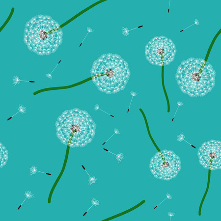 Floral design. Seamless pattern with fluffy dandelion.