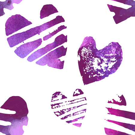 Seamless pattern with grunge hearts. Vintage romantic background.のイラスト素材