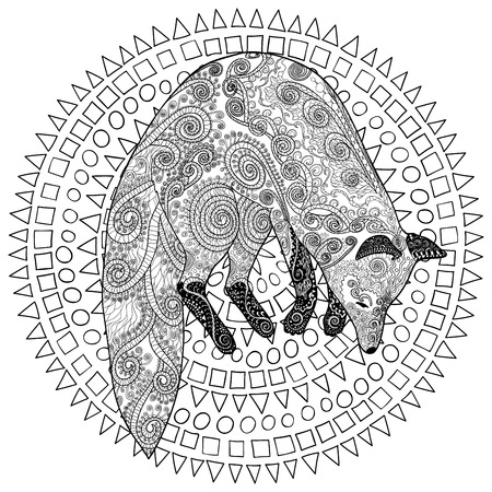 Fox hunt Adult coloring page for antistress art therapy.のイラスト素材