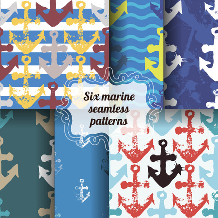 Set of marine seamless patterns.のイラスト素材