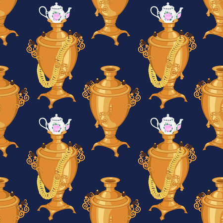 Seamless pattern with samovarのイラスト素材