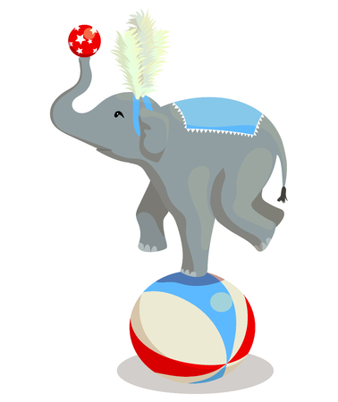 Circus elephant stands on a ballのイラスト素材