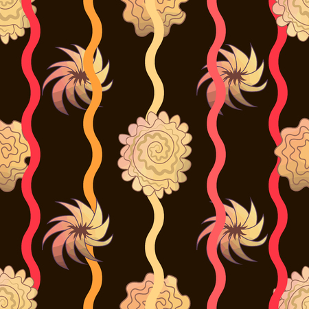Seamless pattern with beautiful flowers. Romantic doodle tile texture with stylized doodle flowers. Template for wrapping or scrapbook paper, web background and textile print. Vector illustrationのイラスト素材