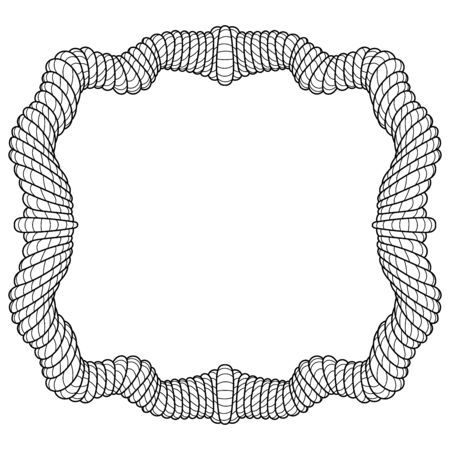 Illustration of a tangled frame for antistress coloring book for adults. Outline black and white drawing for fun colouring. Vector illustrationのイラスト素材