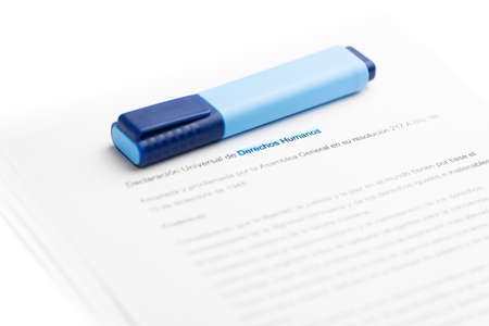 The Declaration Universal of Human Rights with highlighterの写真素材