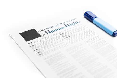 The Declaration Universal of Human Rights with highlighterの写真素材