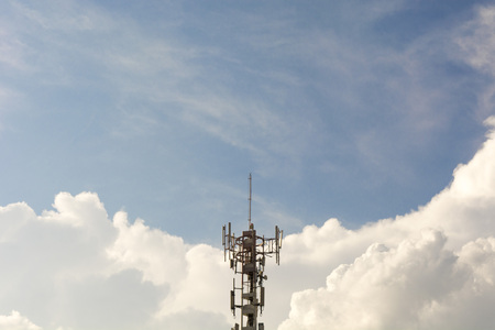communication tower on cloudscape