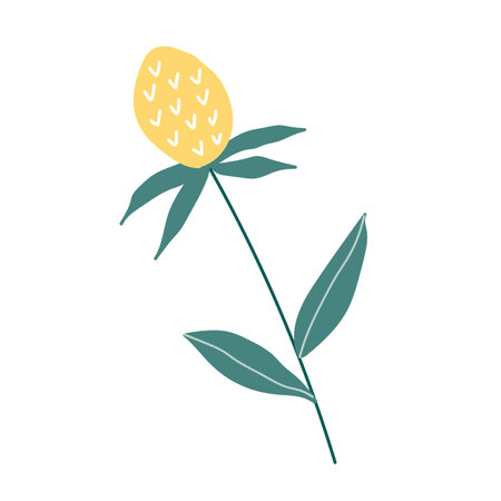 Flower with yellow bud. Hand drawn, vector illustration. Isolated on a white background.のイラスト素材