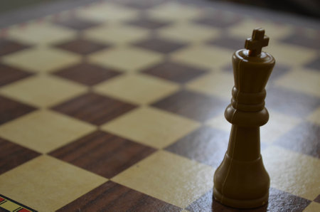 King alone in the corner of a chess boardの写真素材